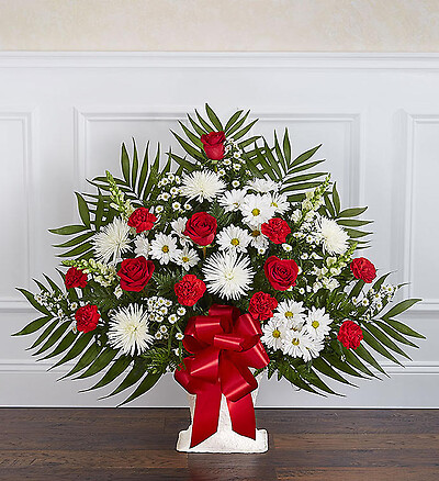 Heartfelt Tribute&amp;trade; Floor Basket- Red &amp;amp; White