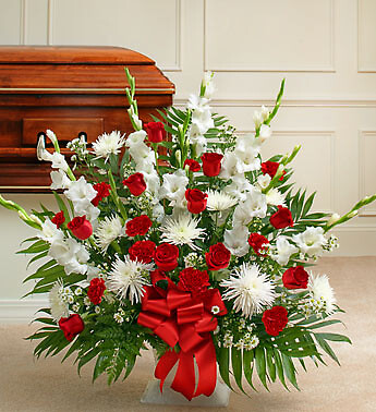 Tribute Red &amp;amp; White Floor Basket Arrangement