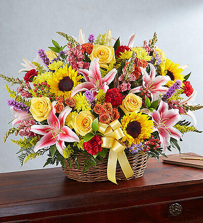 Multicolor Bright Sympathy Basket Arrangement