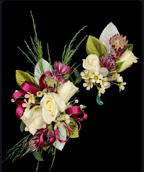 Corsage & Boutonniere Prom Package arranged by a florist in Pickens, SC