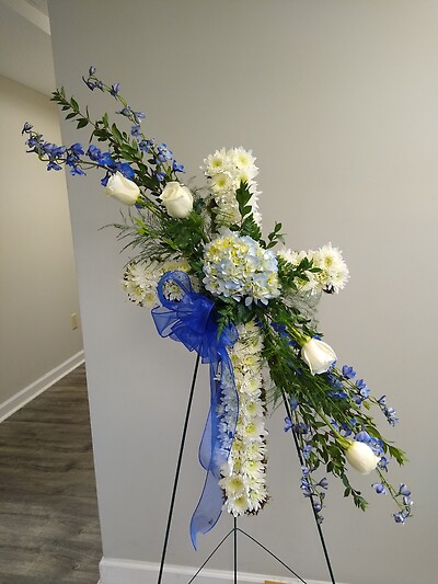 Blue &amp; White Standing Cross