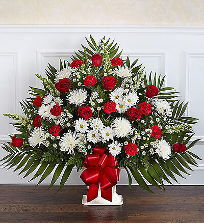 Heartfelt Tribute&amp;trade; Floor Basket- Red &amp;amp; White